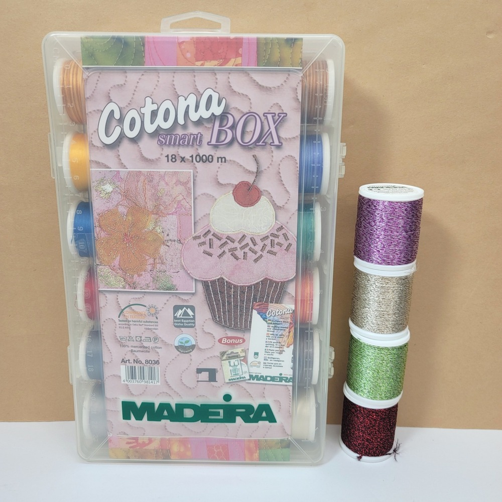 Madeira Cotona Smart Box 8036 Quilting Embroidery Thread 18 Spools‎ + 4 Metallic